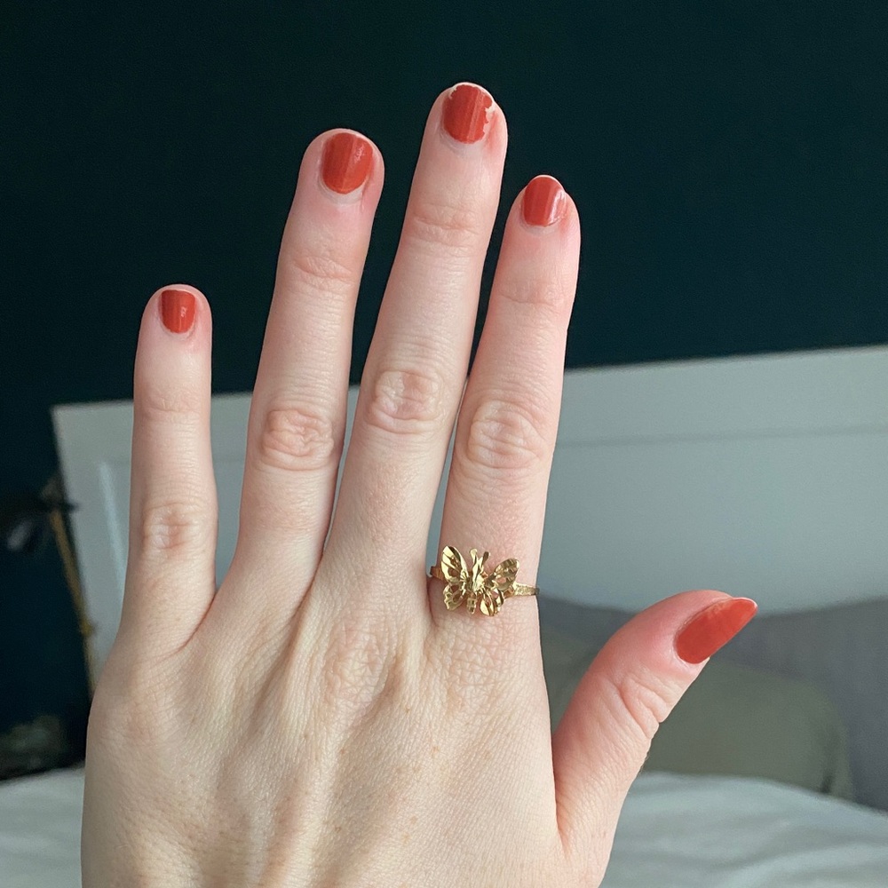 Elegant Gold Butterfly Ring, real gold - Picture 6 of 6
